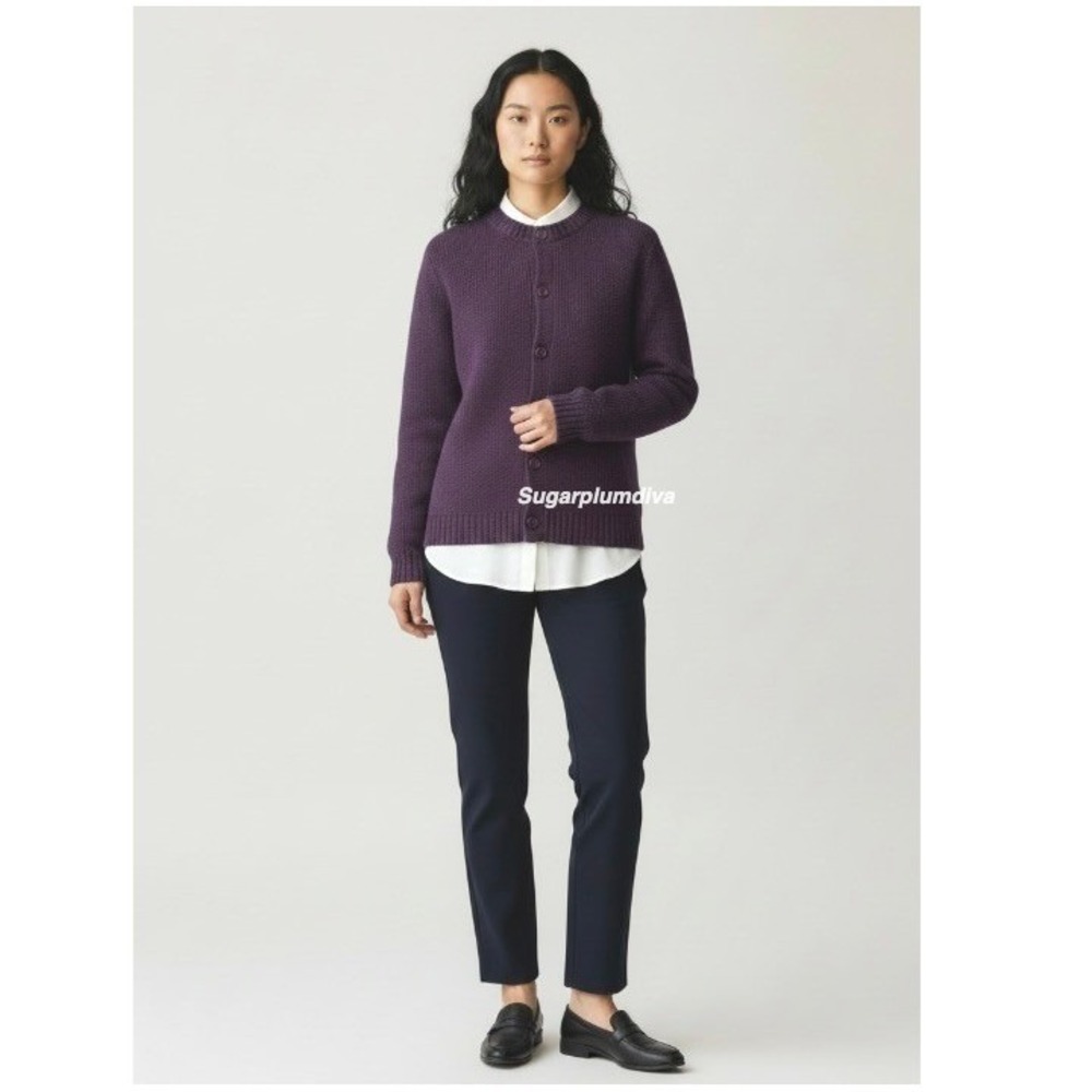 Erika Purple "Black Cherry" Cozy Button Up Cardigan Sweater SMALL NWT Academia